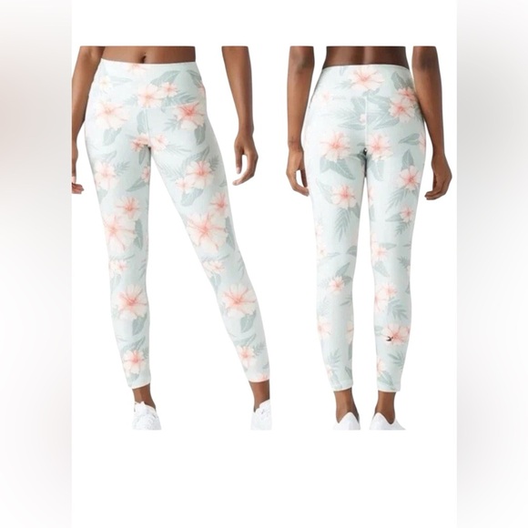 Glyder Pants - GLYDER  Floral Print Women's Leggings - White and Pink size M